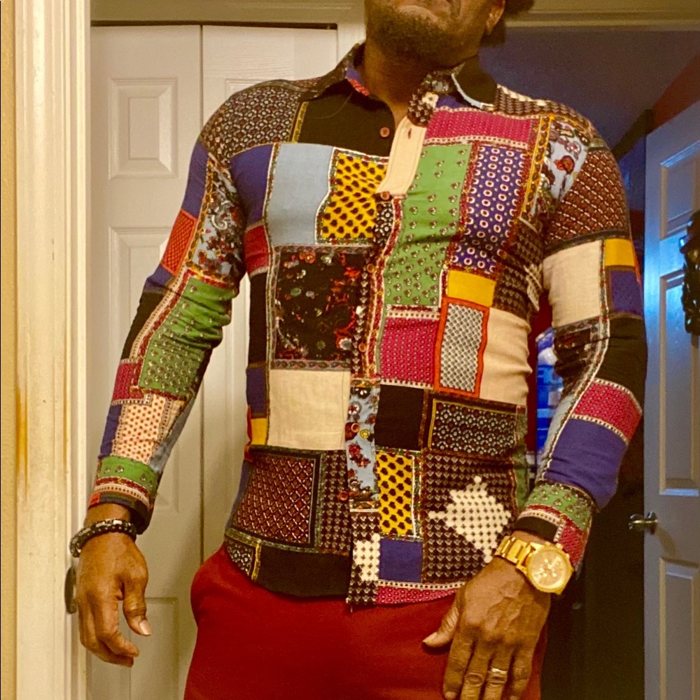 Men Patchwork Shirt. - image 3